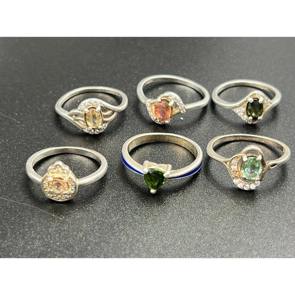 6x Tourmaline Natural Gemstone Rings You Will Get Six Ring Bulk Sell #JWY1 - Picture 1 of 12